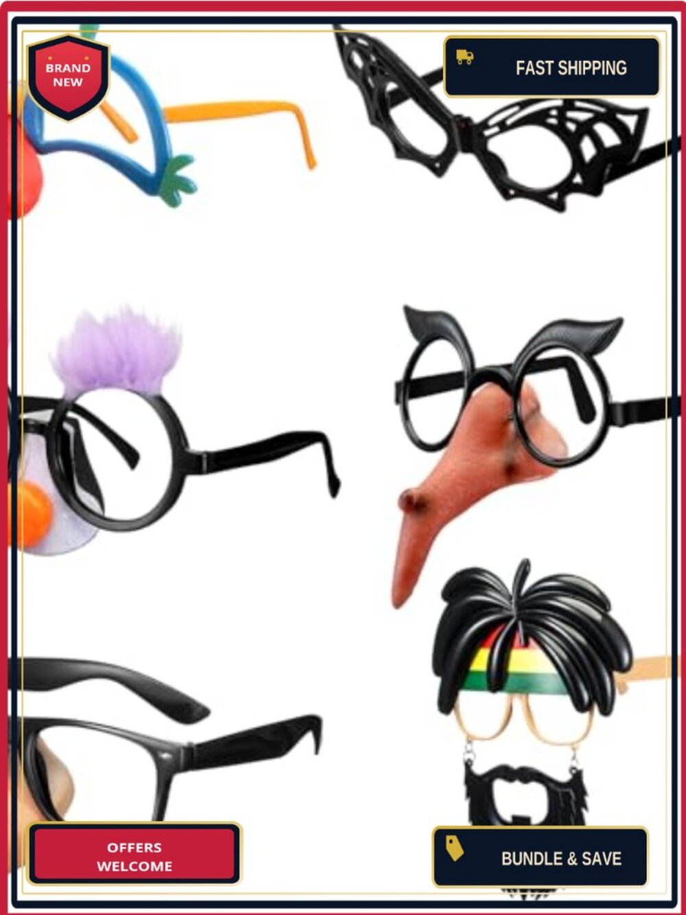 6 Pairs Halloween Funny Glasses Disguise Sunglasses Party Photo Booth Props